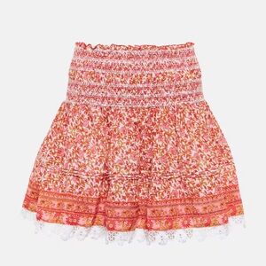 Poupette St. Barth Red and Pink Ruffled Skirt